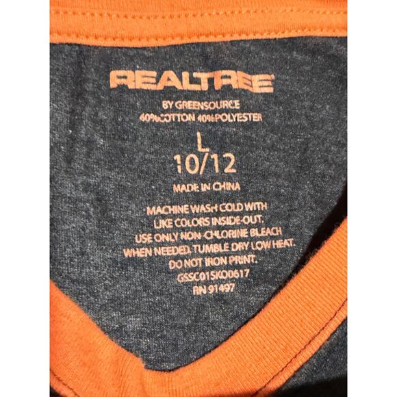 Realtree By Green Source Boy's Large 10/12 Long Sleeve T Shirt Orange Sleeves - Picture 3 of 5